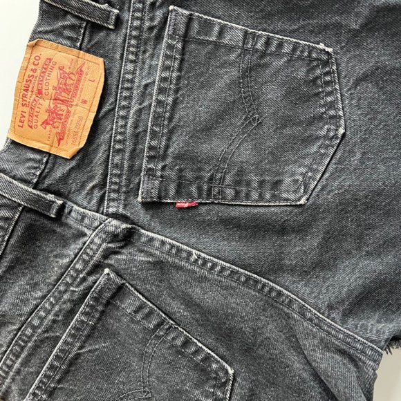 Vintage 1990s Faded Black Levi's Denim Jean Shorts - Picture 6 of 8